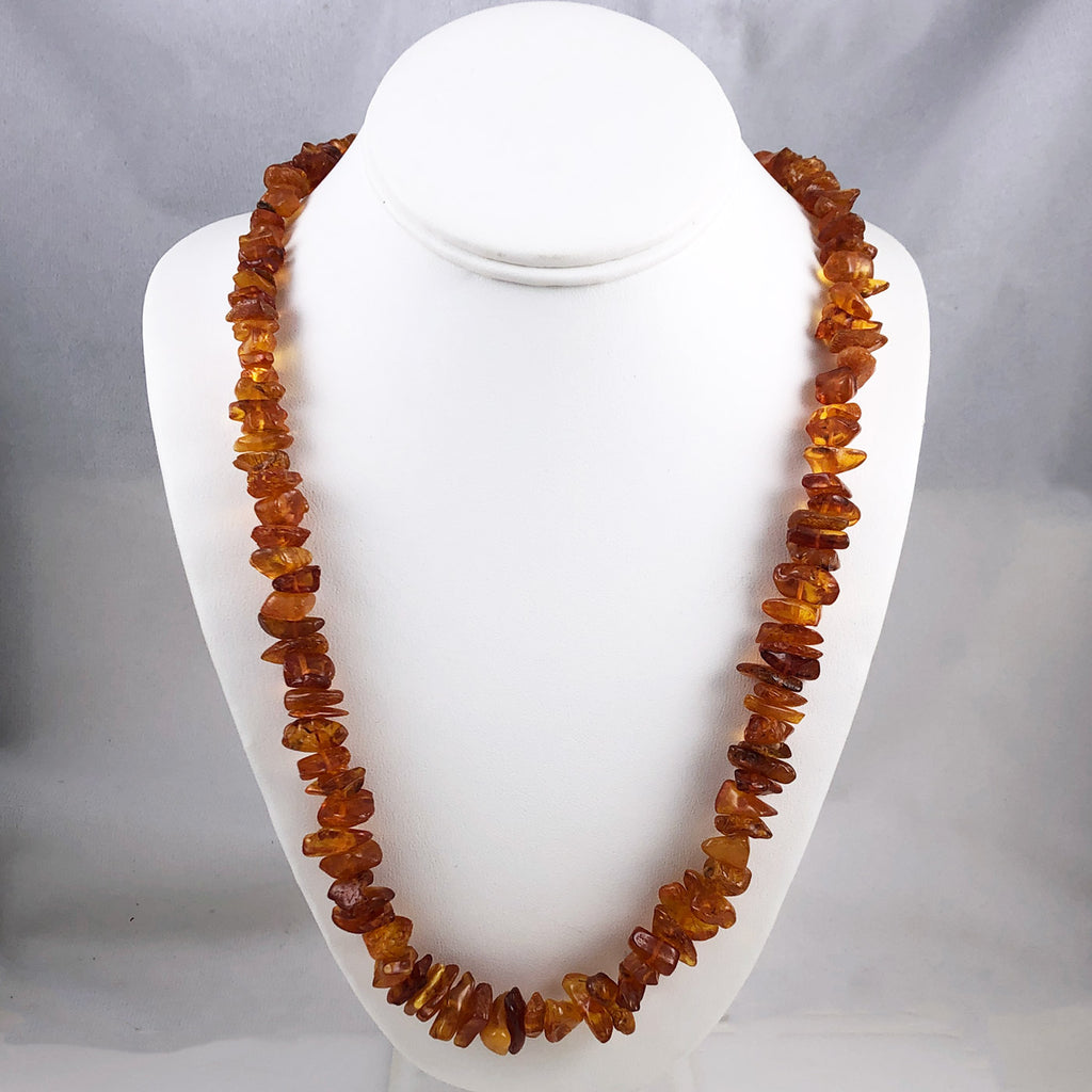 Old Vintage Baltic Amber Necklace, Orange Brown Color, Big Beads , 58 cm /  22.3 inch, 89 grams